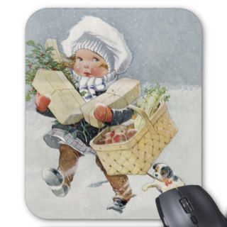 little girl in snow mouse pad
