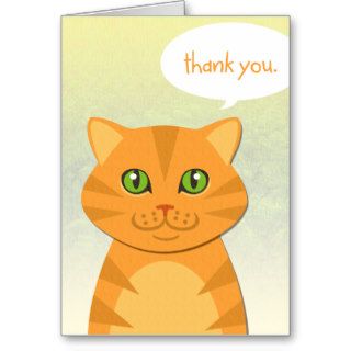 Cute Cat Orange Tabby Thank You Greeting Card