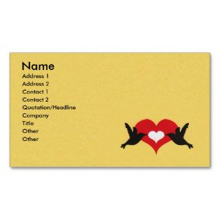 Silhouette Doves Red White Hearts Yellow Business Cards