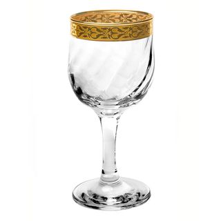 Lorren Home Trends Venezia Collection White Wine Glasses with Gold Border (Set of 4) Lorren Home Trend Wine Glasses