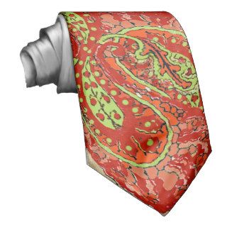 Peach Coral Lime Paisley Wedding Tie