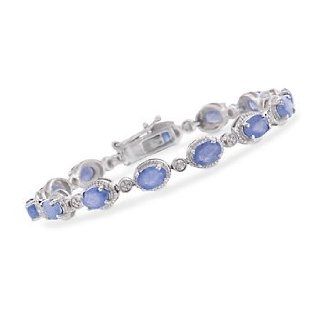 13.00ct t.w. Tanzanite Bracelet, Diamonds in Silver. 8.25" Jewelry