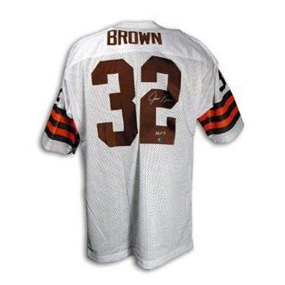 Jim Brown Signed Cleveland Browns Throwback White Jersey   HOF 71 Sports Collectibles