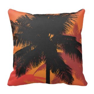 Palm Trees Sunset Silhouettes Throw Pillow