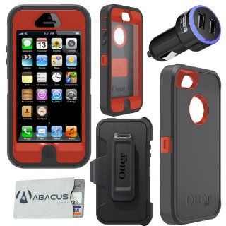 ORIGINAL Otterbox Defender Series Case for Apple iPhone 5   Bolt (Lava Orange & Slate Grey) + Identity Stronghold RFID Blocking Secure Sleeve for ID & Payment Cards + Universal USB Car Charger Cell Phones & Accessories