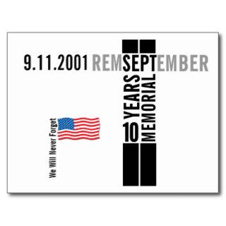 911 Remember 10 Years Memorial Flag Postcard 2