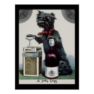 Vintage Scottie with Champagne Posters