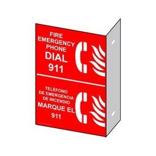 Fire Emergency Phone Dial 911 Bilingual Sign NHB 13837Proj  Business And Store Signs 