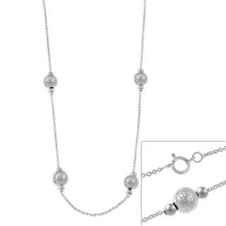 Sterling Silver Diamond Cut Beaded Chain Necklace 18 24 Jewelry
