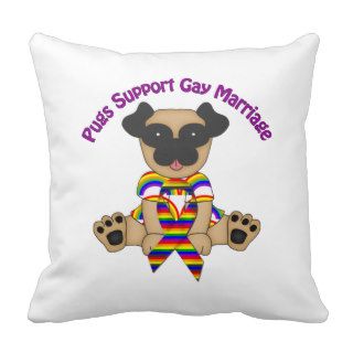 Pugs Support Gay Marriage Throw Pillow