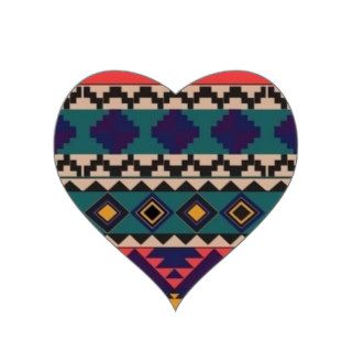 aztec print heart sticker