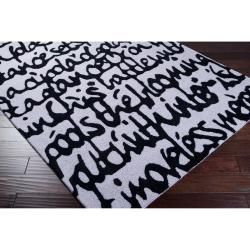 Hand tufted Contemporary White/Grey Scriptive Contemporary Stella Smith New Zealand Wool Abstract R Surya 5x8   6x9 Rugs