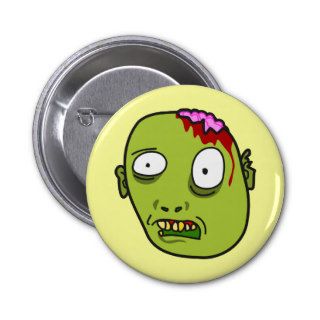 Funny Cartoon Zombie Face Pinback Buttons