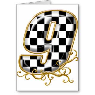 auto racing number 9 greeting card