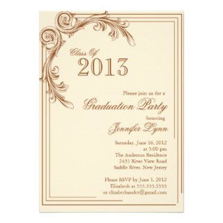 Elegant Vintage Brown Graduation Party Invitation