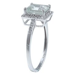 Viducci 10k Gold Green Square cut Amethyst and 1/10ct TDW Diamond Ring (G H, I1 I2) Viducci Gemstone Rings