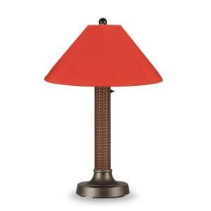 Patio Living Concepts Bahama Weave 34 in. Outdoor Red Castango Table Lamp with Melon Shade 35173
