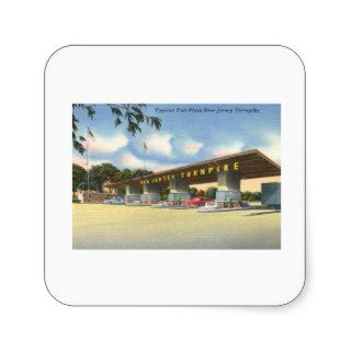 New Jersey Turnpike Toll Plaza Vintage Square Sticker