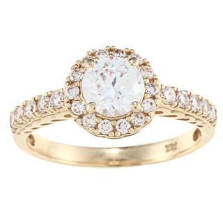 Alyssa Jewels 14k Yellow Gold 1 1/2ct TGW Round Clear Cubic Zirconia Engagement style Ring Alyssa Jewels Cubic Zirconia Rings