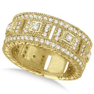 Vintage Wide Band Byzantine Diamond Ring 14k White Gold (1.15ct) Allurez Jewelry
