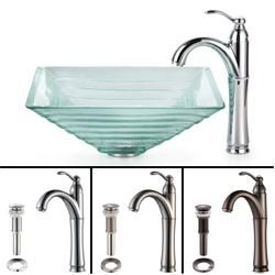 Kraus Bathroom Combo Set Alexandrite Clear Glass Vessel Sink/Faucet Kraus Sink & Faucet Sets