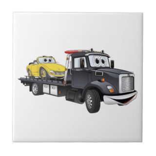 Black Tow Truck Flatbed Cartoon Tiles