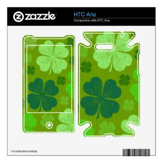 Saint Patrick Day Lucky Green Four Leaf Clovers HTC Aria Decals