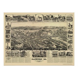 Placerville, CA Panoramic Map   1888 Poster