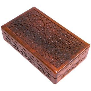 Hand carved Rosewood Box (India) Jewelry Boxes