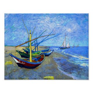 Van Gogh Fishing Boats Beach Saintes Maries (F413) Poster