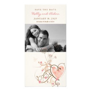 Sweet Heart & Butterfly Swirls Save The Date Photo Photo Card Template