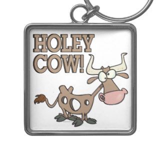 holey cow funny holy cow pun cartoon key chain