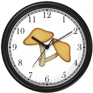 Two Tan Colored Mushrooms JP Wall Clock by WatchBuddy Timepieces (Black Frame)  