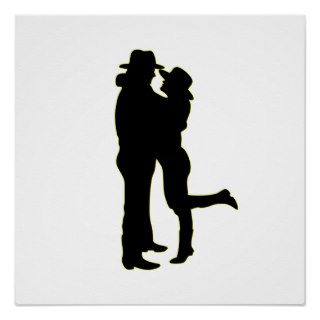 Cowboy and Cowgirl in Love Silhouette Posters