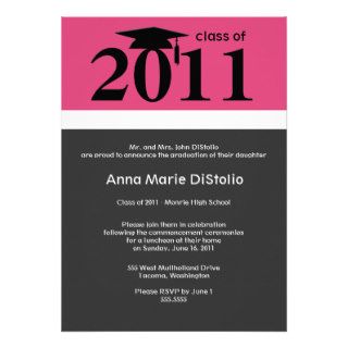Black and Hot Pink Graduation Invitations