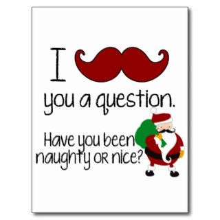 Christmas Mustache Santa Naughty Nice Postcard