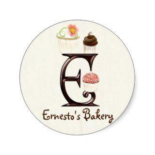 Letter E Monogram Cupcake Logo Business Stickers