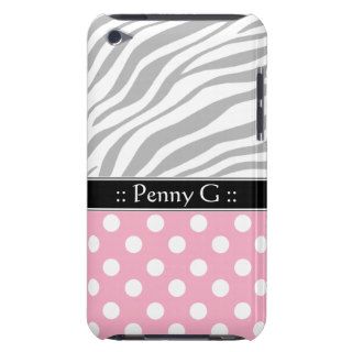 Pink Polka Dot Faded Zebra Print iPod Case Barely There iPod Covers