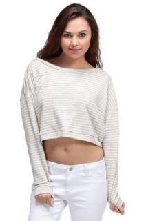 G2 Fashion Square Women's Striped Long Sleeve Sweater with Cropped Hem Pullover Sweaters