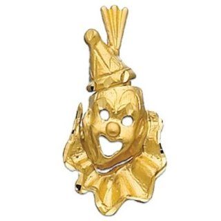 14K Solid Gold Clown Comedy Charm Pendant Jewelry