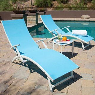 RST Outdoor OP ALLS2 SOLWMST Sol Sling Chaise Lounge Set, White / Mist Blue   Childrens Outdoor Furniture