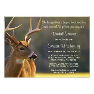 Funny Hunting Whitetail Buck Country Bridal Shower Custom Invitations