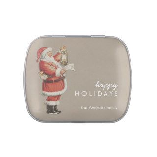 Christmas Party Favors Vintage Santa Happy Holiday Jelly Belly Candy Tin