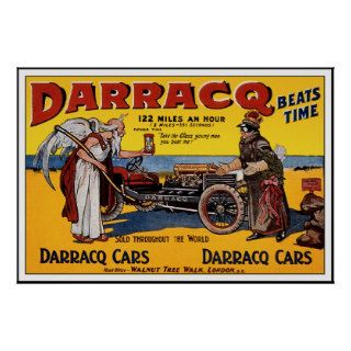 Vintage race car Poster Darracq Car advertisement