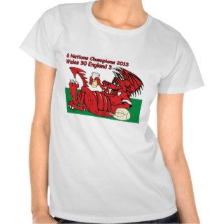 Welsh Dragon, 6 Nations Champions, Wales v England Tee Shirts