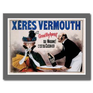 Xeres Vermouth Vintage Wine Drink Ad Art Postcard