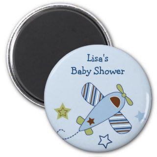 Zoom Along Airplane Baby Shower Favor Magnets