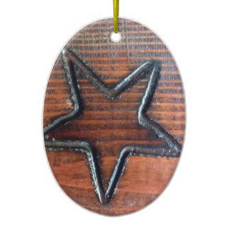 Rustic Star Burned into Wood Table Pyrography Christmas Tree Ornaments