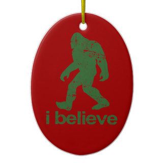 Gone Squatchin   red and green Christmas Ornament