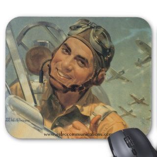 World War ll Pilot in Action Mouse Pad